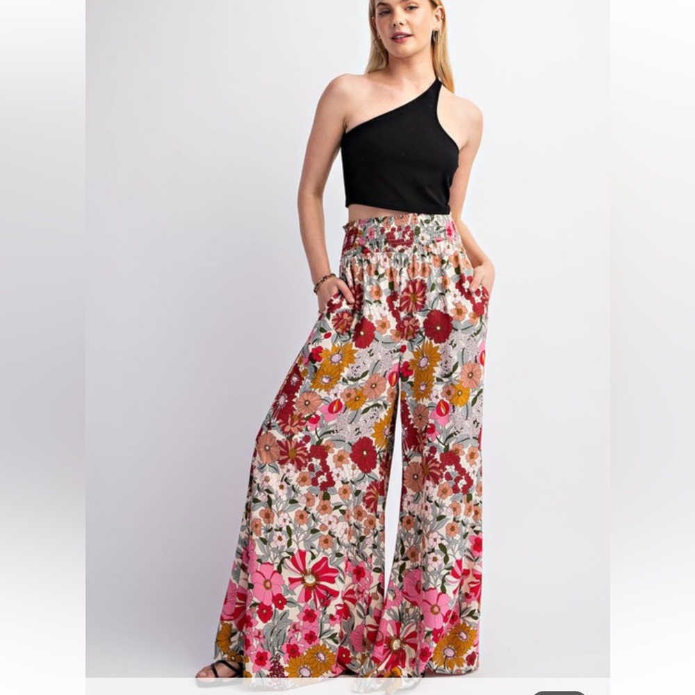 Floral Wide Leg Palazzo Pants, size Medium - Picture 2 of 8